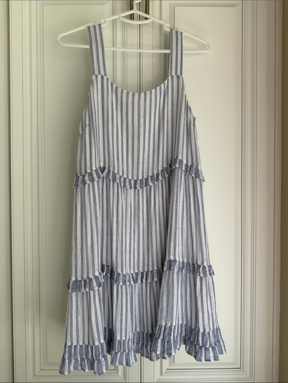 Rails Blue and White Striped Tiered Sundress